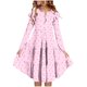 thumbnail image 1 of Vestido elástico de manga larga con bloques de color, corte A, estilo skater, para recital escolar, manga corta, cuello redondo, poliéster., 1 of 6