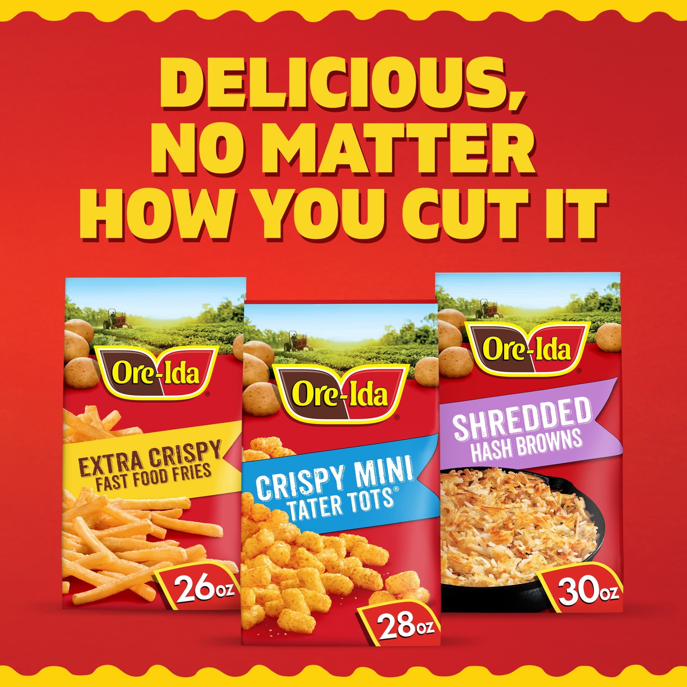 Ore-Ida Crispy Mini Tater Tots Seasoned Shredded Frozen Potatoes, 1 Bag, for Easy Snacks and Dinner Sides, Gluten-Free, 28 oz