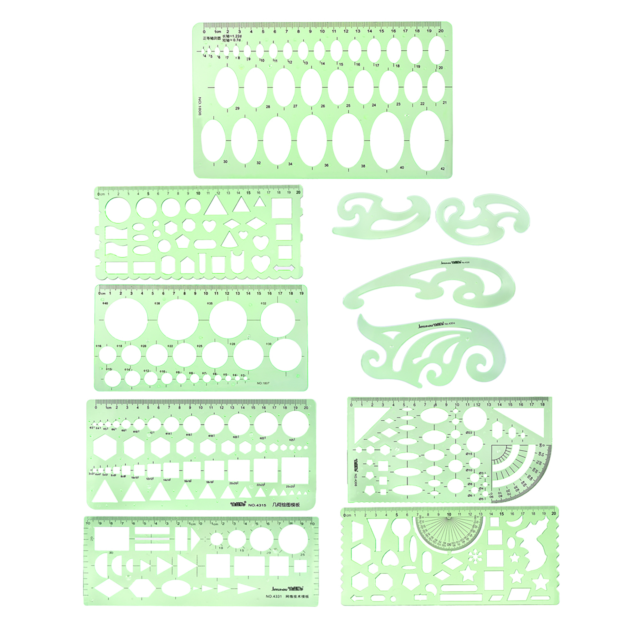 Geometric Drawing Template Measuring Ruler Plastic 20cm for Drawing