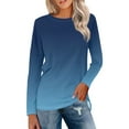 thumbnail image 2 of Topvent Women's Long Sleeve Round Neck Gradient Print Shirt Basic T-shirt Casual Autumn Tops, 2 of 5