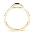 thumbnail image 2 of ANGARA Natural Classic Oval Ruby Halo Engagement Ring with Diamond Accents in 14K Yellow Gold for Women (Size-5x3mm) | July Birthstone, Anniversary, Jewelry Gift for Women | Natural Ruby Ring, 2 of 10