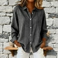 thumbnail image 3 of Striped Button Down Shirts for Women Cotton Dress Shirts Long Sleeve Collared Blouses Work Business Casual Tops, 3 of 4