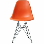 Mid-Century Modern Eiffel Style Dining Chair with Metal Legs - Orange