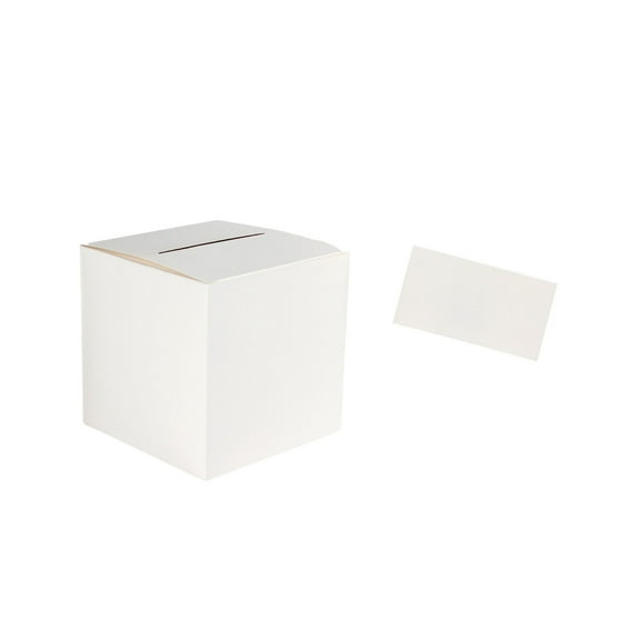 Beautynvta Wedding Card Box with 10 Cards, Beige Gift Card Box for Party, Wedding Reception, Valentines, Birthday, Graduation, Raffle, 8.6''x8.6''x8.6''