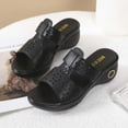 thumbnail image 5 of GERsome Women's Summer Sandals Wedge Summer Slip on Platform Slides Sandals Dressy Leather Slippers Comfortable Dress Walking Shoes, 5 of 5