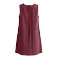 thumbnail image 7 of Bxsruta Women Sleeveless Ruffle Trim Mini Dress Crewneck Casual Tunic Sundress with Pockets Linen Blend Breathable Summer, 7 of 7