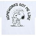 thumbnail image 3 of Peanuts - Snoopy Homeworks Got Me Like - Toddler And Youth Short Sleeve T-Shirt, 3 of 6