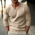 thumbnail image 4 of Men's V-Neck Knit Sweater Long Sleeve Solid Color Slim Fit Casual Pullover, 4 of 5