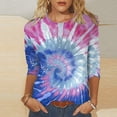thumbnail image 2 of MIUOWANP Fashion Women's Comfortable Round-Neck 3/4 Sleeve Print Casual T-shirt Blouse Ladies Plus Size Top Shirt on Sale Blue S, 2 of 6