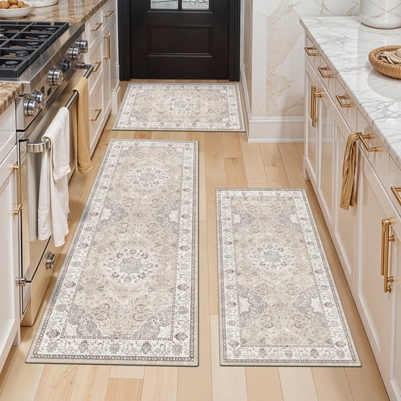 Juego de alfombras de cocina HY HAO YUN LAI, lavables, resistentes a las manchas, 3 unidades