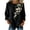 Black, variant on Floral Print Tshirts for Women Cotton Linen 3/4 Sleeve Tunic Tops Crew Neck Casual Loose Tees for Summer Wear