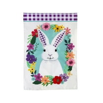 Evergreen Gingham Bunny Garden Applique Flag 12.5 x 18 Inches Indoor Outdoor Decor