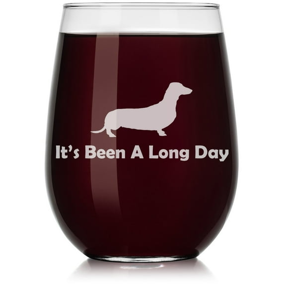 Wine Glass It's Been A Long Day Dachshund (Stemless, 17oz)