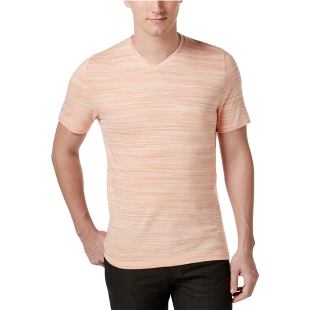 Alfani Mens Mini-Grid Henley Shirt, Naranja, Pequeño