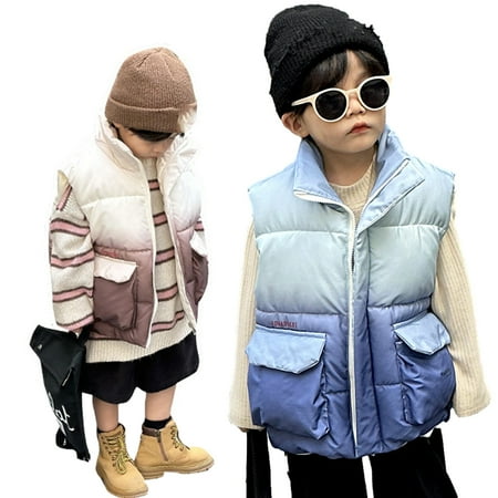 

KYAIGUO Kids Toddler Fall Winter Vest Outwear for Boys 1-12Y Little Big Boys Fleece Plush Warm Sleeveless Jacket Baby Lightweight Breathable Vest Thickened Snowsuit Waistcoat Coats
