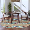 thumbnail image 4 of Summer Beach Round Living Room Rugs 6 ft, Starfish Shell Coral Coastal Vintage Brown Linen Washable Area Rug with Non-Slip Sturdy Edge Binding Round Carpet for Kitchen Office Bedroom, 4 of 9