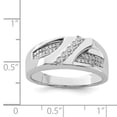thumbnail image 2 of White Sterling Silver Ring Band Men's Diamond Rhodium Plated, 2 of 2
