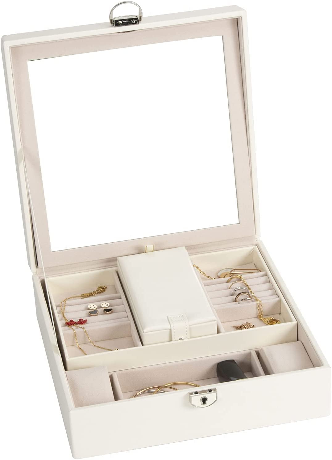 Large Stand up Jewelry Boxes Organizers/Case with 5 Drawers Gift for