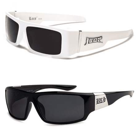 2 PACK 1- 9058 WHITE & 1- 91058 Black ''Shiny Polished'' Frame LOCS Hardcore Shades 2 Pack HARDCORE LOCS Sunglasses |
