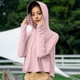 thumbnail image 4 of Sexlip Women Full Face Cover Hooded Sun Protection Jacket Full Zip Long Sleeve Cropped Ice Silk Lightweight Breathable Outdoor Cycling Fishing Outer Coat With Thumb Holes Pink Free Size, 4 of 6