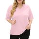 thumbnail image 1 of Camiseta informal de mujer con cuello en V, manga corta y corte holgado - Algodón suave, prenda básica versátil, 1 of 4