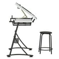 thumbnail image 6 of Studio Designs Fusion Craft Center Drafting Drawing Craft Table with Storage and Stool Set, Black/ White, 6 of 14