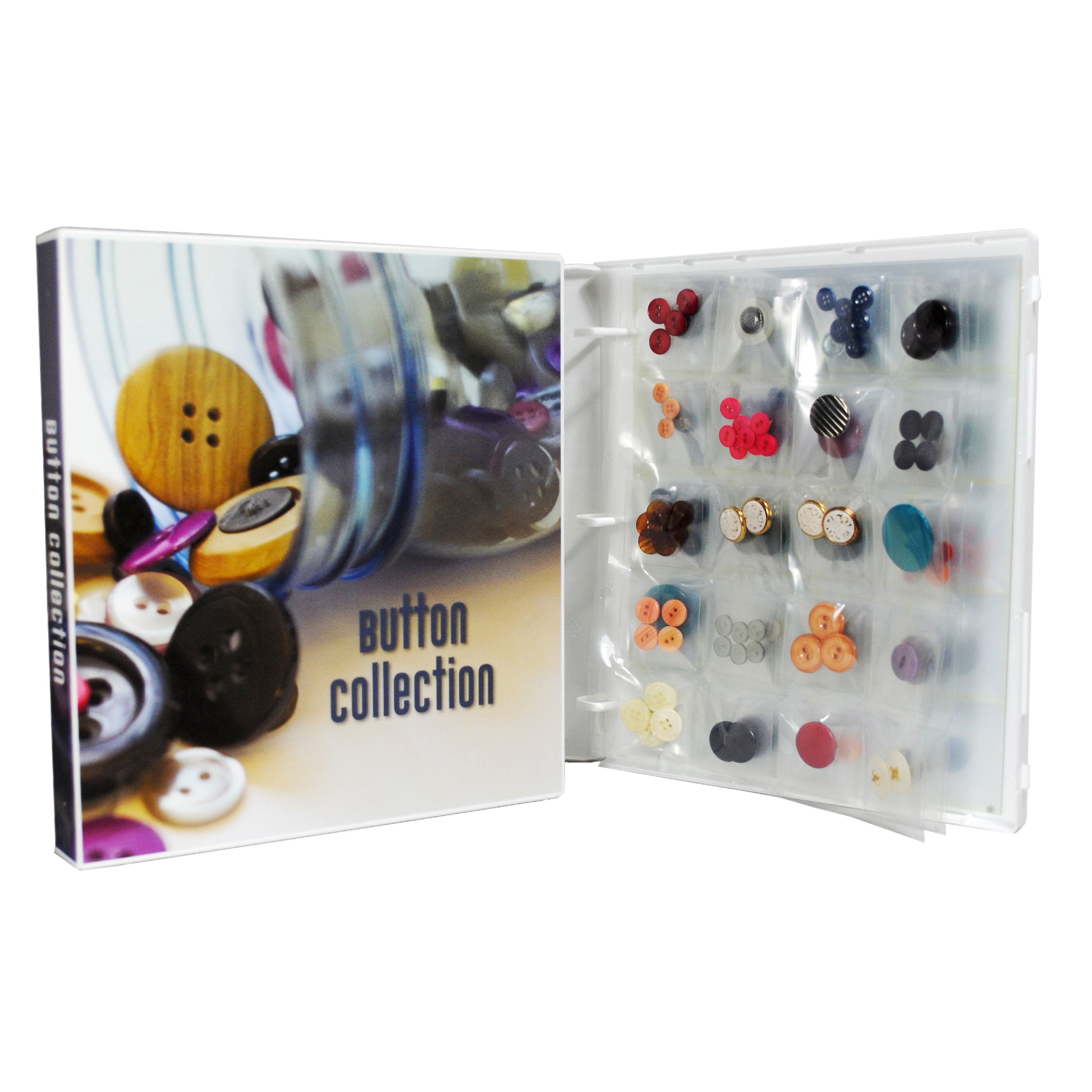 10 pages and 200 Pouches Included Button Collection Storage Album 