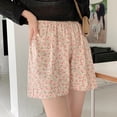 thumbnail image 5 of Pantalones cortos para mujer, con cuadros florales, cintura alta, pierna ancha, holgados, de algodón suave, informales, deportivos, de moda, para verano, 2023, 5 of 5