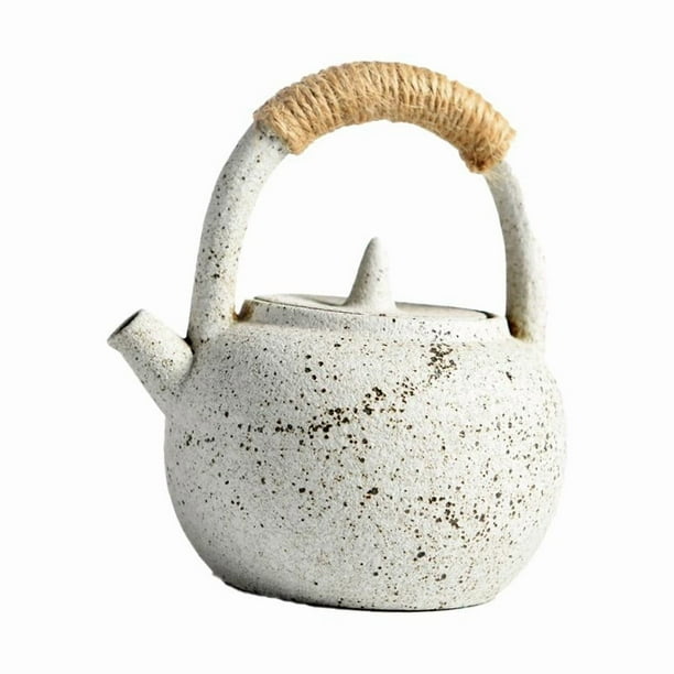 Tetera japonesa de cerámica, tetera decorativa con asa, para la cocina, para Año Nuevo Blanco