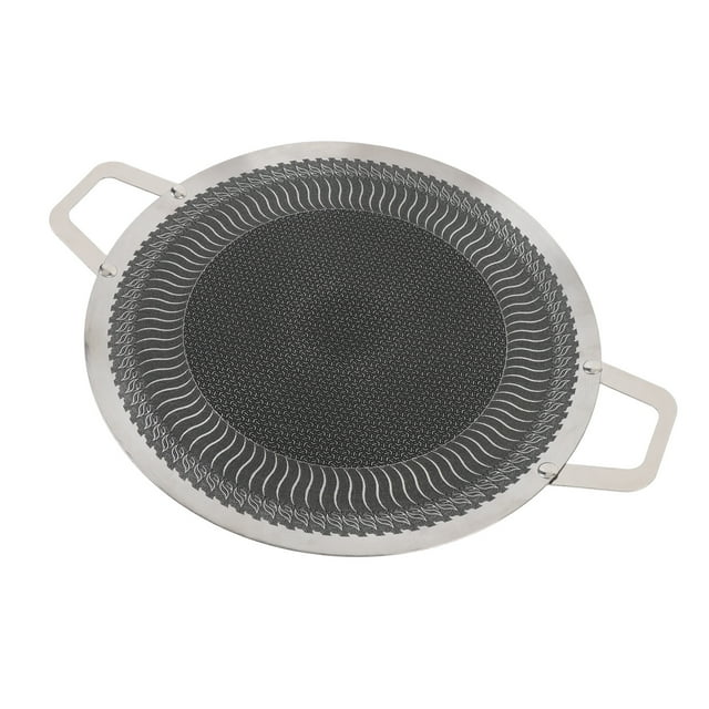 Poêle Barbecue Ronde en Acier Inoxydable Antiadhésive avec Doubles Poignées et Distribution Rapide de la Chaleur, Convient pour 4 à 6 Personnes