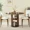 Walnut, variant on Aukfa 2 Pcs Round Dining Table Set with 2-Tier Storage Shelves, 2 Upholstered Chairs, Natural