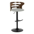 thumbnail image 4 of LumiSource Black Metal, Walnut Wood, Grey Fabric Cosi Adjustable Barstool - Set of 2, 4 of 6