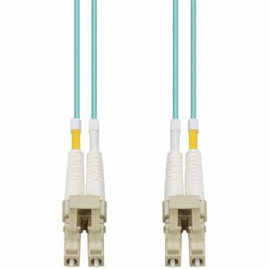 1M LOMM OM4 FIBER OPTIC MALE LC/LC 50/125 DUPLEX AQUA CABLE