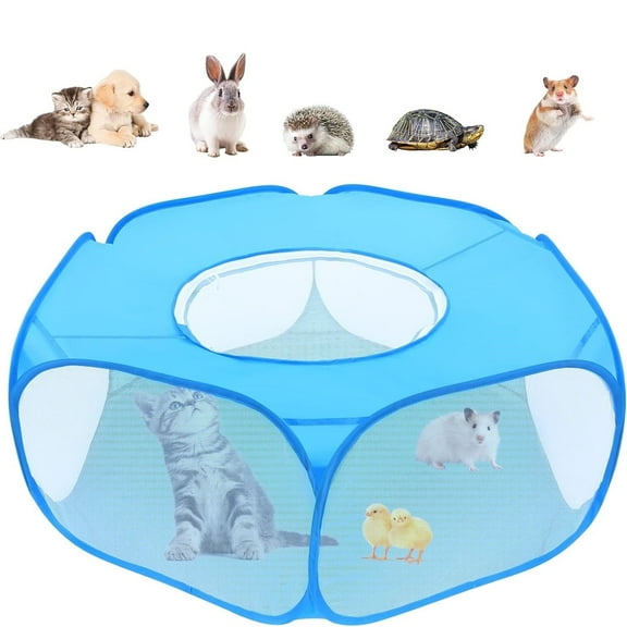 Small Animal Playpens with Top Cover, Foldable Breathable Small Pets Cage Tent Outdoor Indoor Portable Play Pen for Guinea Pig Hedgehog Hamster Cat Rabbit Bunny Puppy Ferret Rat Chicks