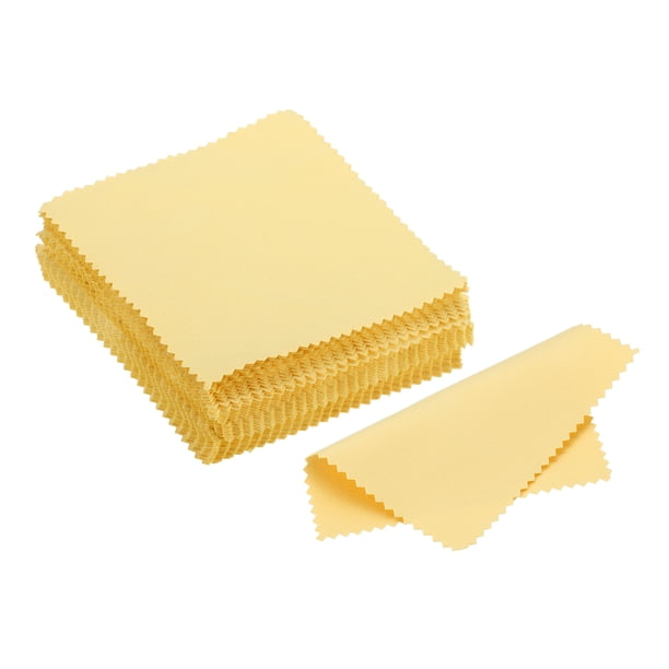 Uxcell 3.94x3.94" Paño de limpieza de joyas, 50 piezas de paño de pulido de microfibra amarillo