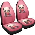 thumbnail image 4 of Uourmeti Cute Cartoon Panda Strawberry Print 2 Piece Car Seat Covers Front Seats Only Red Car Interior Accessories for Women Girl Bucket Seat Protector Universal Fit Truck Suv Van, 4 of 7