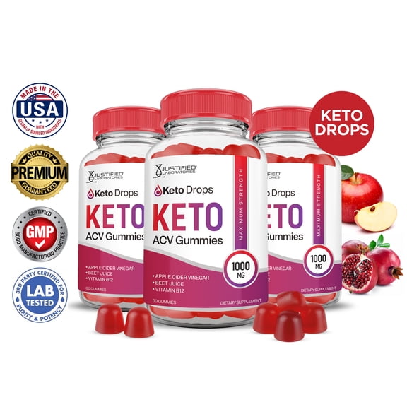 (3 Pack) Keto Drops Keto ACV Gummies 1000MG Dietary Supplement 180 Gummys