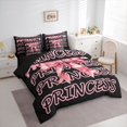 thumbnail image 2 of spefrowx Watercolor Bow King Bedding for Teens, Black Pink Princess Lettering King Bed in a Bag, Black Reversible, 7pcs, 2 of 6