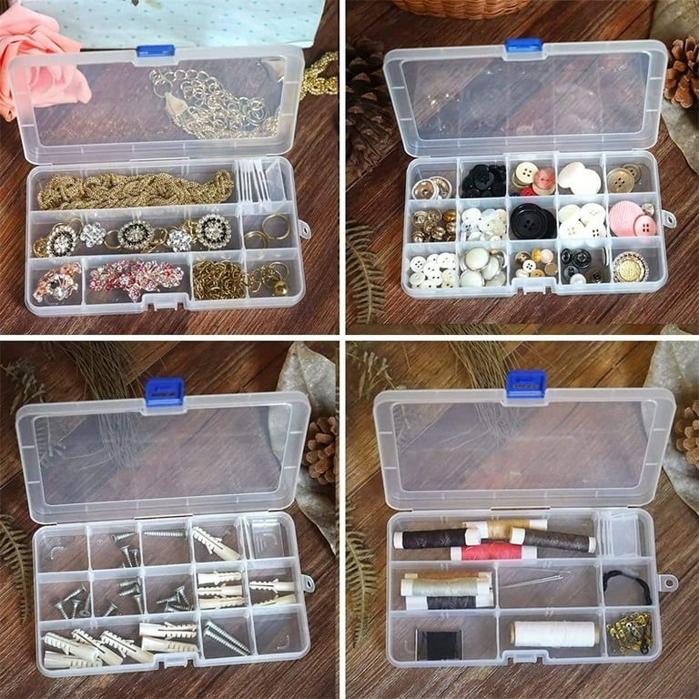 Bead Storage Containers, Organizer with Lids and Dividers (6.9 x 3.9 x 0.9  in, 6 Pack)