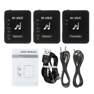 M-VAVE WP-10 2.4GHz Wireless Earphone Monitor Transmission System Rechargeable Transmitter & Receiver Ear Back 2 Receivers & 1 Emitter