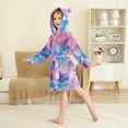 thumbnail image 2 of FORMRS Niños Bathrobe Unisex Hooded Robe Soft Plush Pajamas Sleepwear, Size 7-9T, Watercolor Blue Marble Pattern, 2 of 7