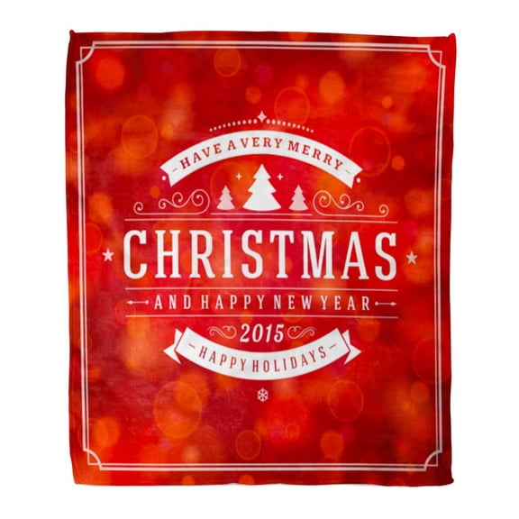 SIDONKU Flannel Throw Blanket Christmas Light Merry Holidays Wish and Vintage Happy New Soft for Bed Sofa and Couch 50x60 Inches