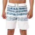 thumbnail image 1 of INSPIRE CHIC Men's Striped Beach Shorts Color Block Swimming Drawstring Board Surfing Shorts White Blue 34, 1 of 6