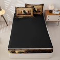 thumbnail image 4 of Homewish Rustic Wolf Howl Pattern Zipper Queen Comforter Set with Fitted Sheet and 2 Pillowcases,Wild Animal Paw Zipper Bedding Set For Boys,Black Reversible,4 Pieces, 4 of 7