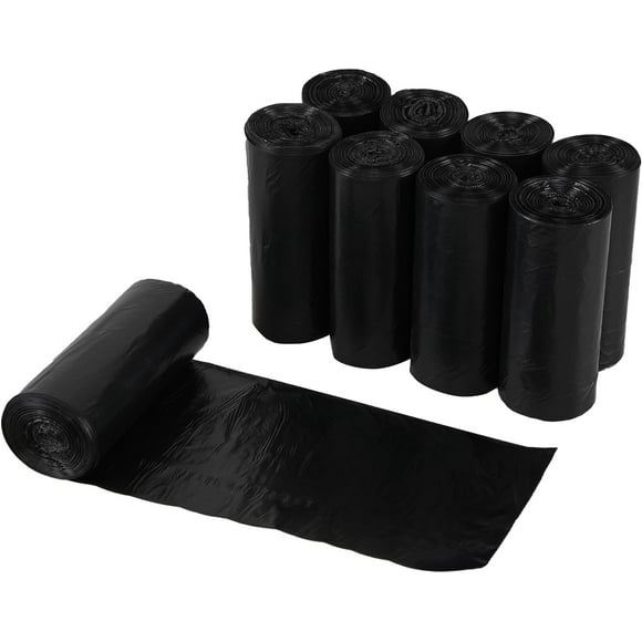 Qqbine 10 Gallon Large Kitchen Garbags Bags, Plastic Trash Bags, Black, 9 Rolls (225 Count)