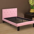thumbnail image 7 of Benzara Faux Leather Upholstered Twin Size Bed with Tufted Headboard - Pink, 7 of 7