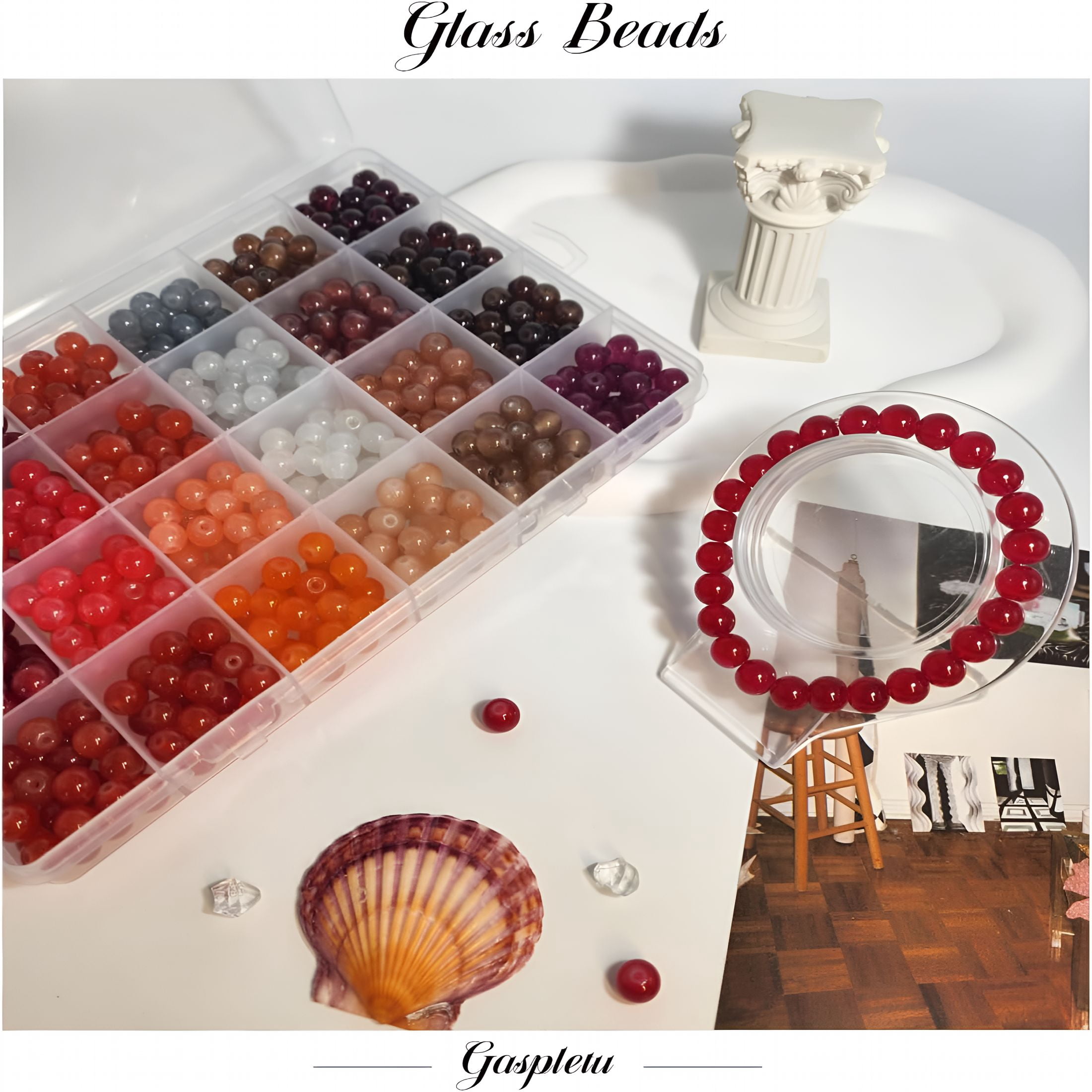 DESIGNICE 2500PCS 8mm Glass Beads Bracelet Making Kit, 96 Colors Crystal Beads for Jewelry Making, 4 Box Round Beads Suitable for Beginners