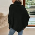 thumbnail image 5 of Women's Fashion Casual Cable Knit Turtleneck Button-Decorated Long Sleeve Sweater for Fall Winter Detailed Designs,Black,L, 5 of 5