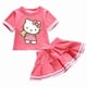 thumbnail image 5 of Hello Kitty-traje de dos piezas de algodón con dibujos animados para niñas, camiseta de manga corta con cuello redondo y Falda plisada, traje bonito y dulce, 5 of 5