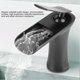 thumbnail image 1 of Grifo de baño cromado con mezclador de cascada y manija de un orificio - Estructura de latón duradera con núcleo de válvula de cerámica enchufe estadounidense, negro, 1 of 5